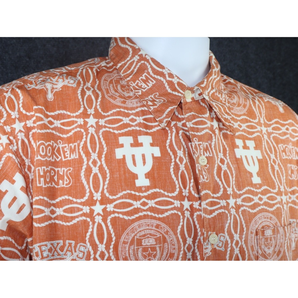 Reyn Spooner Shirt Men XL Orange Texas Longhorns UT Hook Em Horns Inside Out - Picture 2 of 4